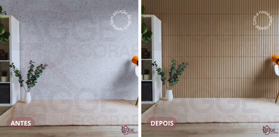 antes e depois instalação placa ripada 30x30